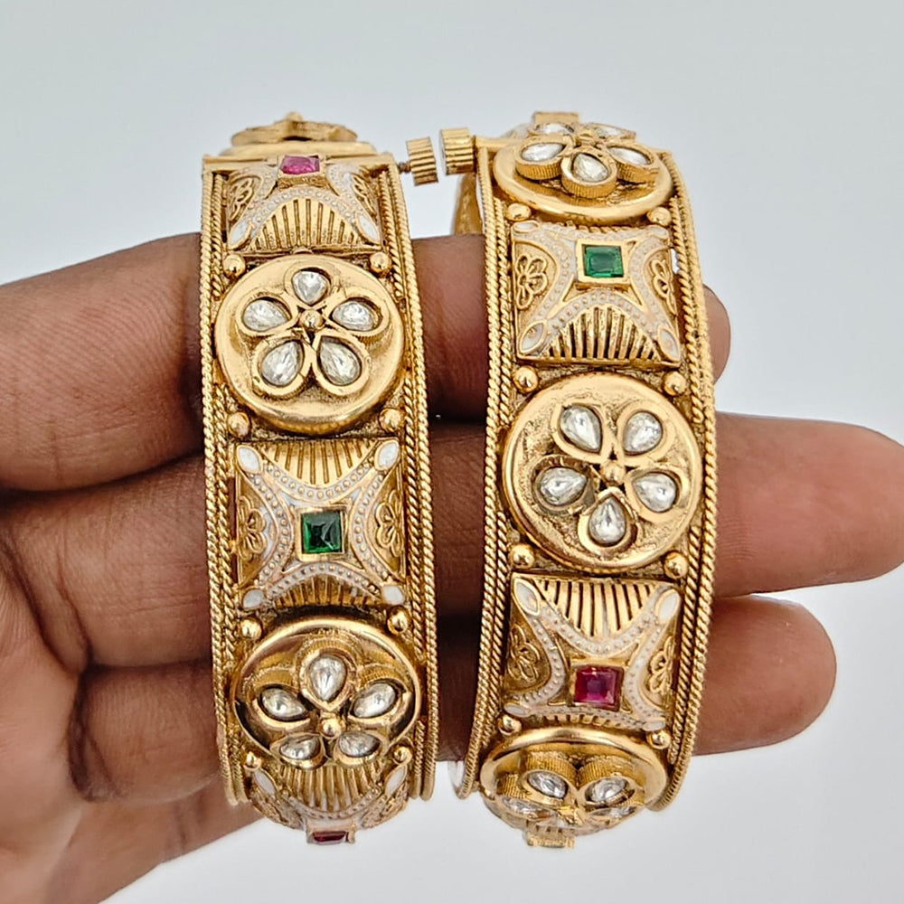 Rajwadi Collection Heritage Pota Stone Bangles Set 