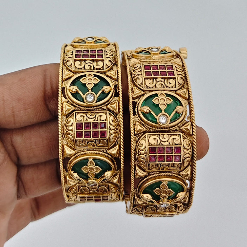 Rajwadi Collection Heritage Pota Stone Bangles Set 