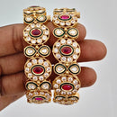 Rajwadi Collection Heritage Pota Stone And Austrian Stone Meenakari Openable Bangles Set 