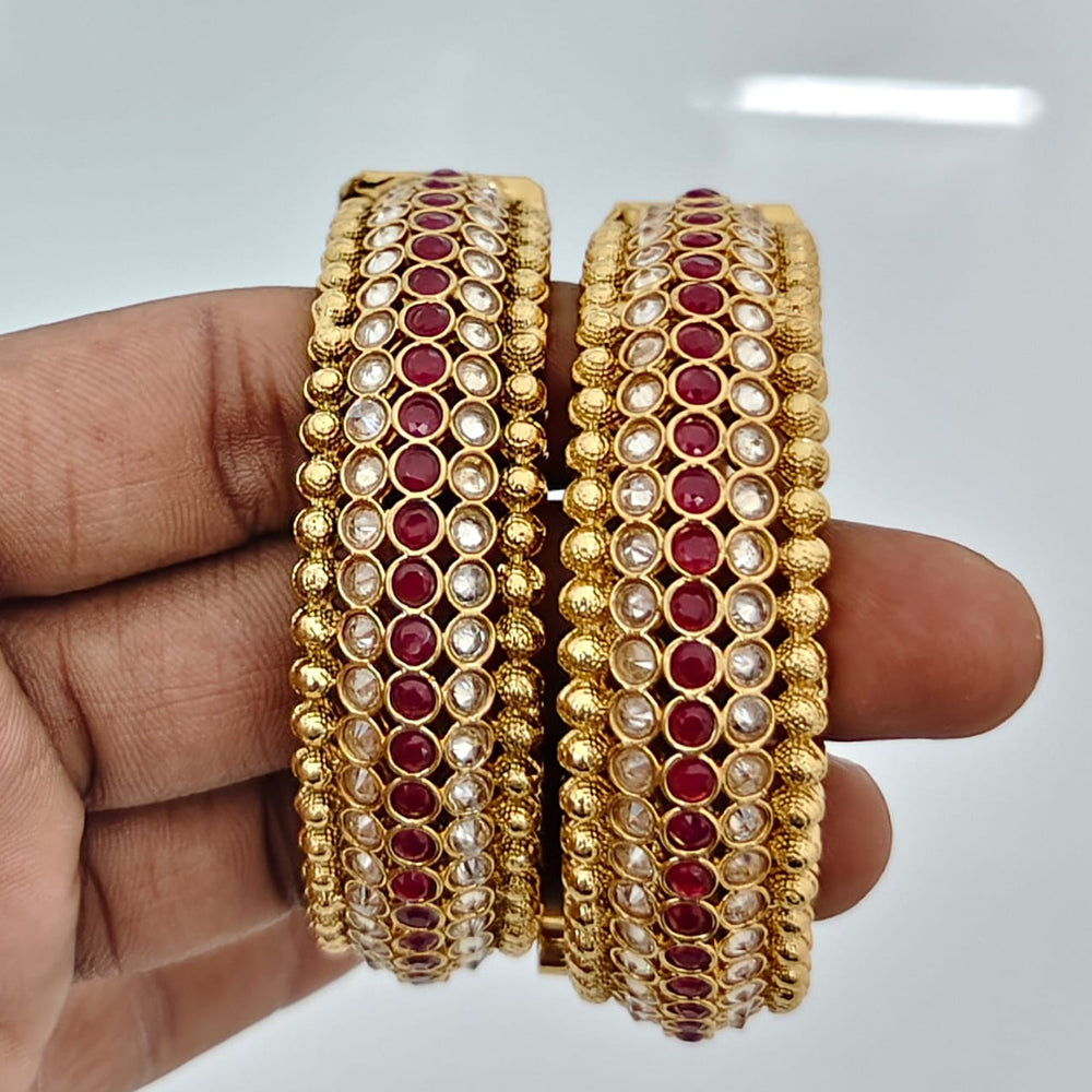 Rajwadi Collection Heritage Pota Stone Bangles Set 