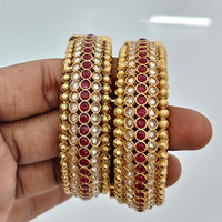 Rajwadi Collection Heritage Pota Stone Bangles Set 