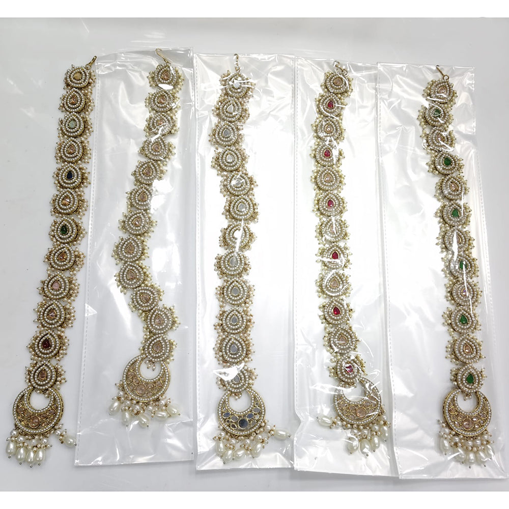 Rajwadi Collection Crystal Stones And Pearls Bridal Hair Choti