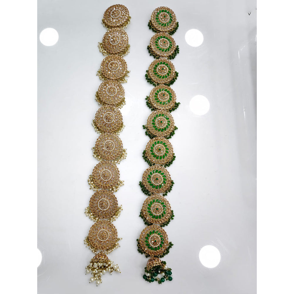 Rajwadi Collection Crystal Stones And Pearls Bridal Hair Choti
