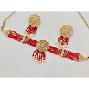 Rajwadi Collection Classic Crystal Stone Pearl And Beaded Choker Necklace Set