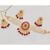 Rajwadi Collection Classic Crystal Stone Pearl And Beaded Choker Necklace Set