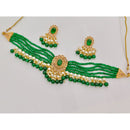Rajwadi Collection Classic Crystal Stone Pearl And Beaded Choker Necklace Set
