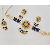Rajwadi Collection Classic Crystal Stone Pearl And Beaded Choker Necklace Set