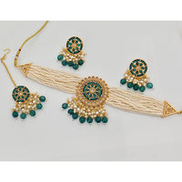 Rajwadi Collection Classic Crystal Stone Pearl And Beaded Choker Necklace Set