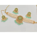 Rajwadi Collection Classic Crystal Stone Pearl And Beaded Choker Necklace Set