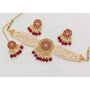 Rajwadi Collection Classic Crystal Stone Pearl And Beaded Choker Necklace Set
