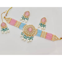 Rajwadi Collection Classic Pota Stone Pearl And Beaded Choker Necklace Set