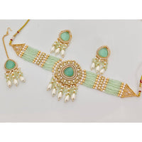 Rajwadi Collection Classic Pota Stone Pearl And Beaded Choker Necklace Set