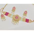 Rajwadi Collection Classic Pota Stone Pearl And Beaded Choker Necklace Set