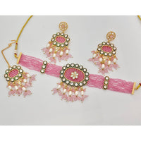 Rajwadi Collection Classic Pota Stone Pearl And Beaded Choker Necklace Set