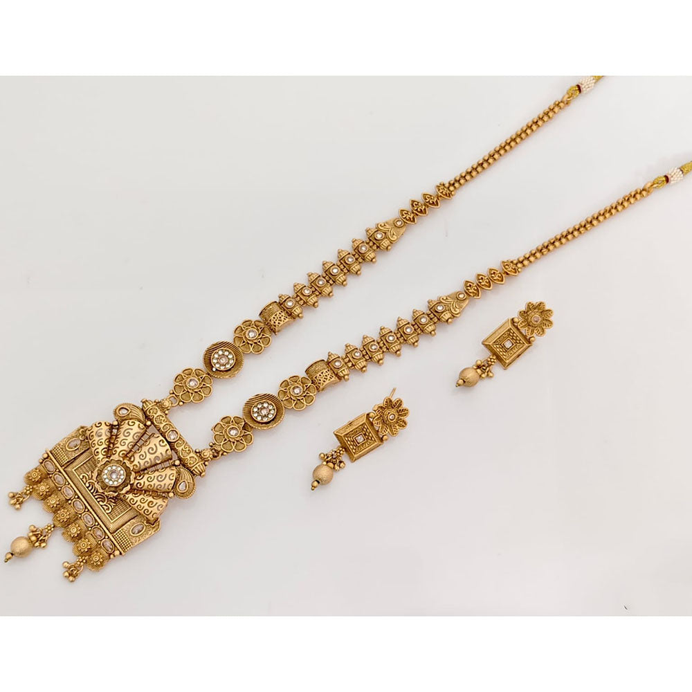  Rajwadi Collection Signature Pota Stone And Austrian Stone Long Jewellery Set