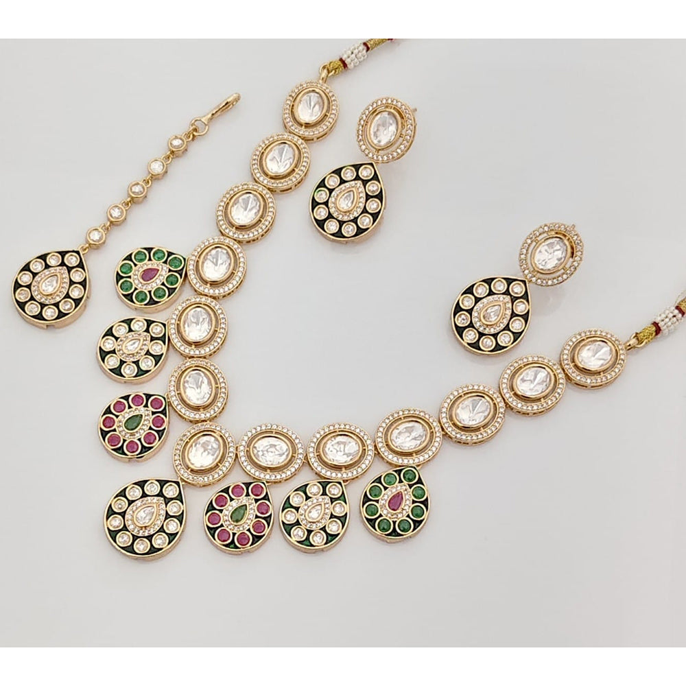 Rajwadi Collection Premium Polki Kundan Stone Necklace Set