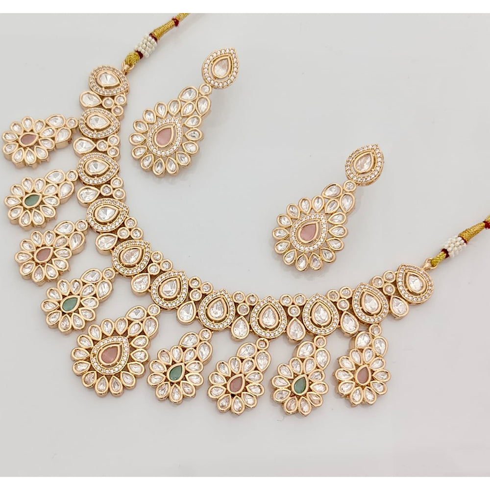 Rajwadi Collection Premium Polki Kundan Stone Necklace Set