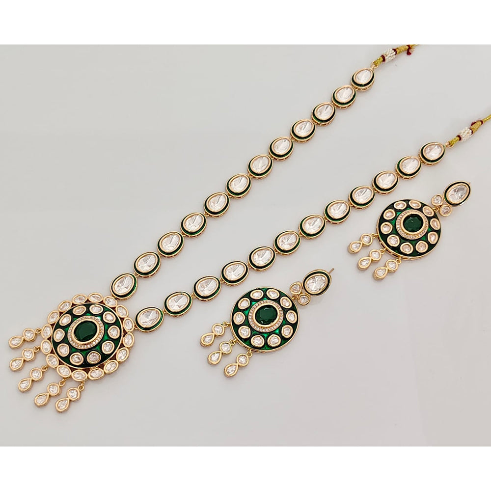 Rajwadi Collection Premium Polki Kundan Stone And Meenakari Necklace Set