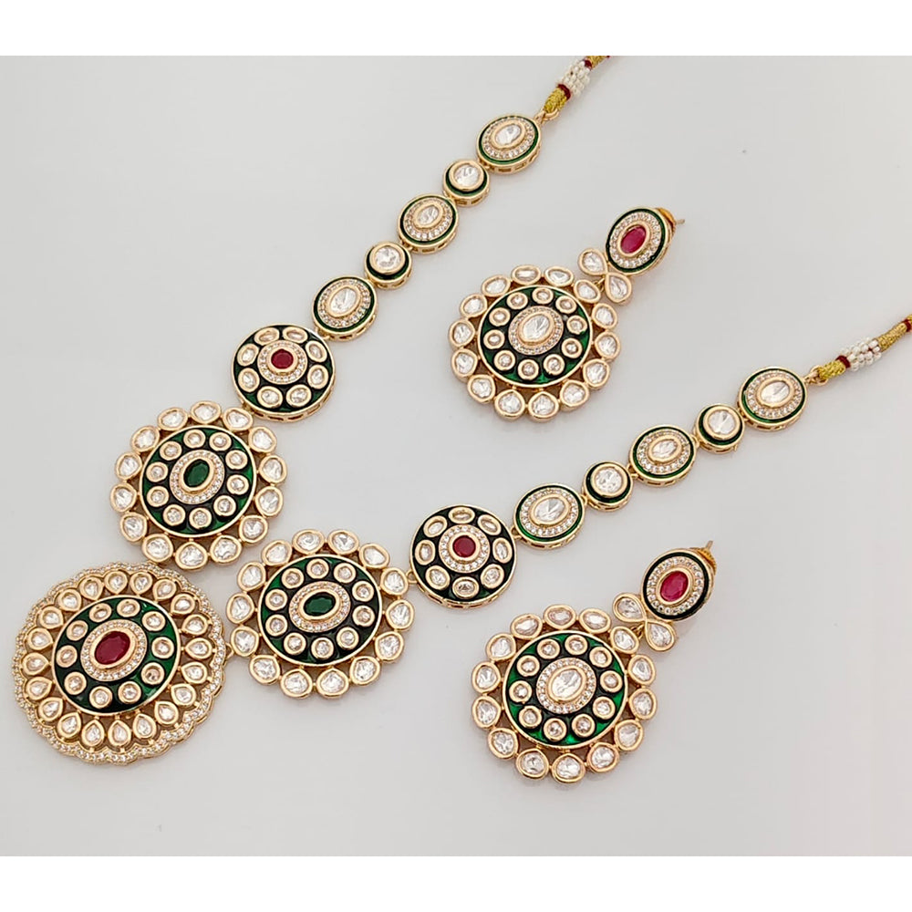 Rajwadi Collection Premium Polki Kundan Stone And Meenakari Necklace Set