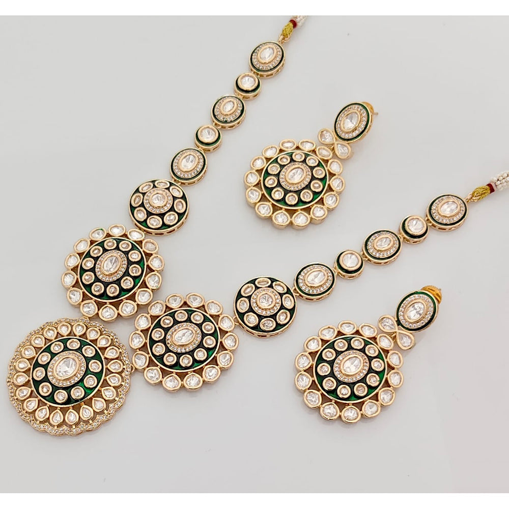 Rajwadi Collection Premium Polki Kundan Stone And Meenakari Necklace Set