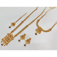 Rajwadi Collection Pota Stone And Beads Double Layer Necklace Set