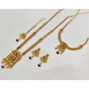 Rajwadi Collection Pota Stone And Beads Double Layer Necklace Set