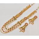 Rajwadi Collection Royal Kundan Stone And Beads Long Necklace Set