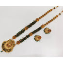 Rajwadi Collection Royal Pota Stone And Pearl Long Necklace Set