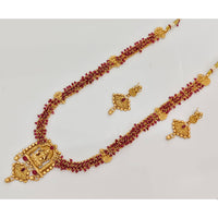 Rajwadi Collection Royal Pota Stone And Pearl Temple Long Necklace Set