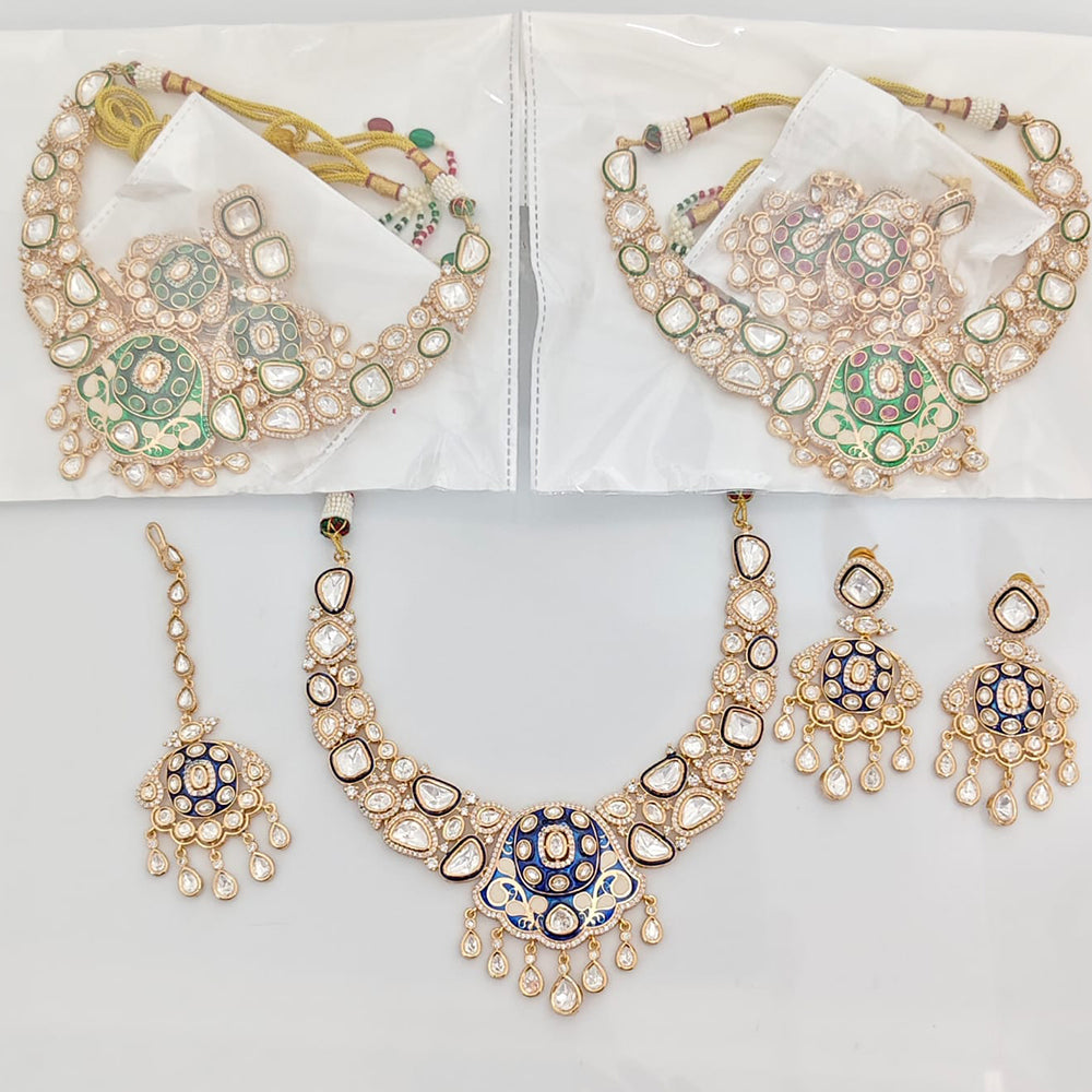 Rajwadi Collection Royal Polki Kundan Stone Meenakari Designer Necklace Set