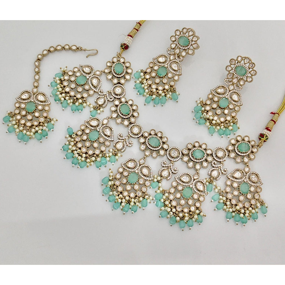 Rajwadi Collection Royal Polki Kundan Stone Pearl And Beads Designer Necklace Set