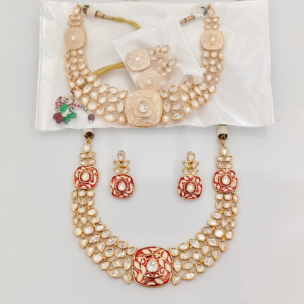 Rajwadi Collection Royal Polki Kundan Stone Meenakari Designer Necklace Set