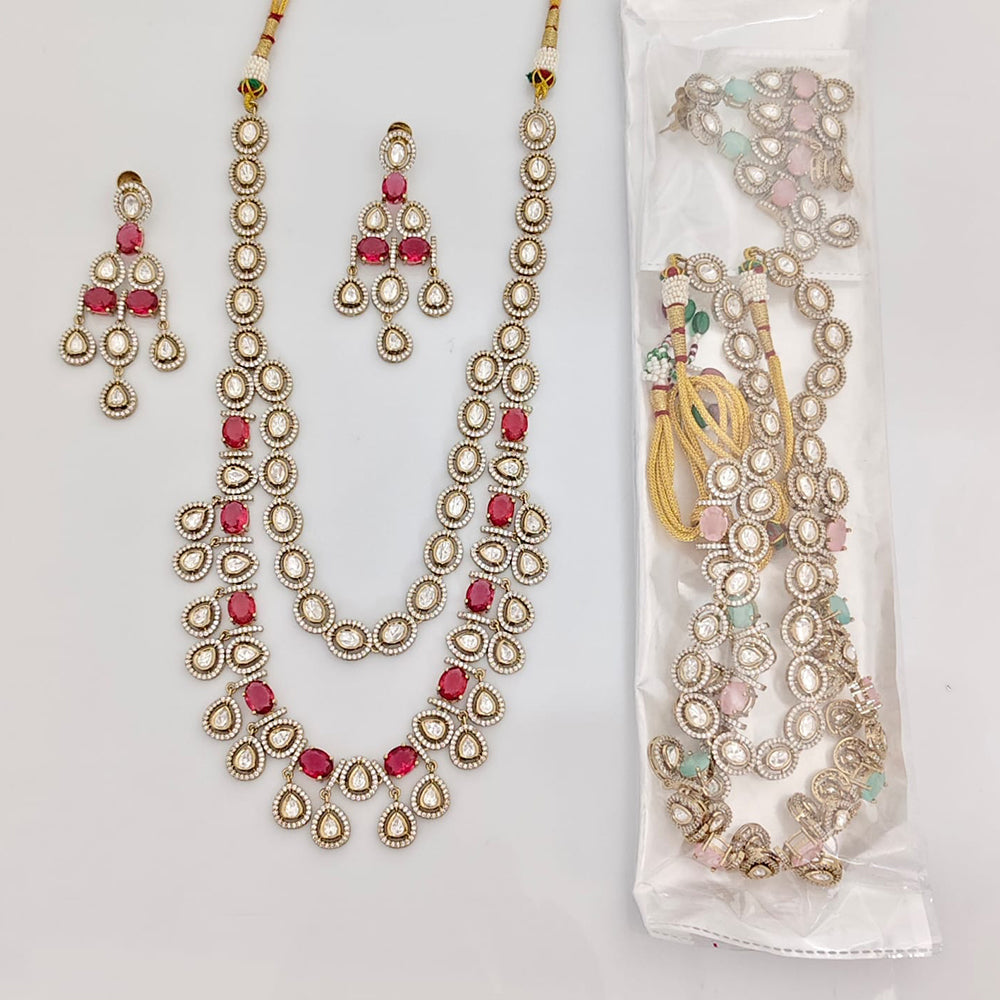 Rajwadi Collection Royal Polki Kundan Stone Designer Long Necklace Set