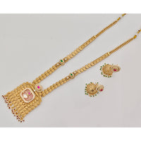 Rajwadi Collection Traditional Pota Stone And Pearl Long Necklace Set