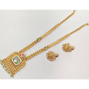 Rajwadi Collection Traditional Pota Stone And Pearl Long Necklace Set
