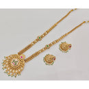 Rajwadi Collection Traditional Pota Stone And Pearl Long Necklace Set