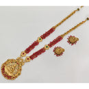 Rajwadi Collection Traditional Pota Stone And Pearl Temple Long Necklace Set