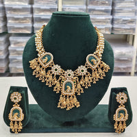 Rajwadi Collection Royal Kundan And Pota Stone And Pearl Necklace Set