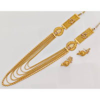 Rajwadi Collection Royal Gold Plated Crystal & Beads Long Necklace Set