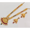 Rajwadi Collection Royal Crystal And Pota Stone Long Necklace Set With Bird Motif