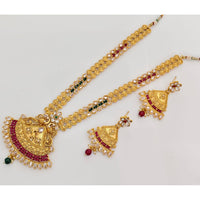 Rajwadi Collection Royal Crystal And Pota Stone Long Necklace Set With Bird Motif