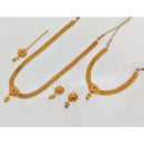 Rajwadi Collection Traditional Gold Plated Beads And Pota Stones Long And Short Double Necklace Set