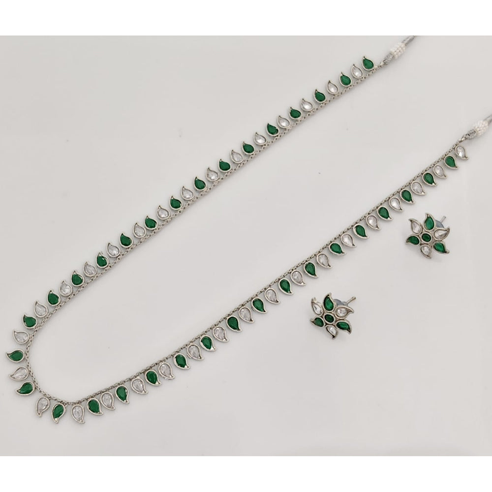 Rajwadi Collection Urban Crystal And Pota Stone Long Necklace Set