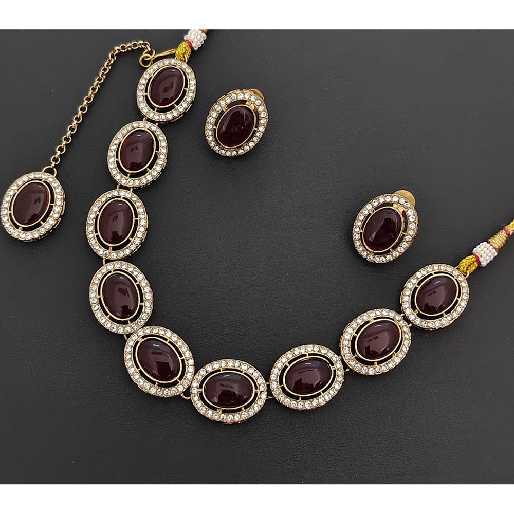 Rajwadi Collection Stardom Pota Stone And Austrian Stones Necklace Set