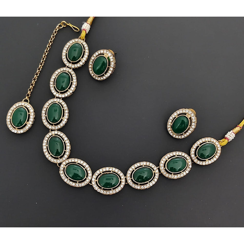 Rajwadi Collection Stardom Pota Stone And Austrian Stones Necklace Set