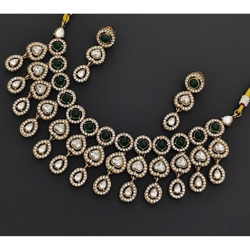 Rajwadi Collection Eternia Pota Stone And Crystal Necklace Set