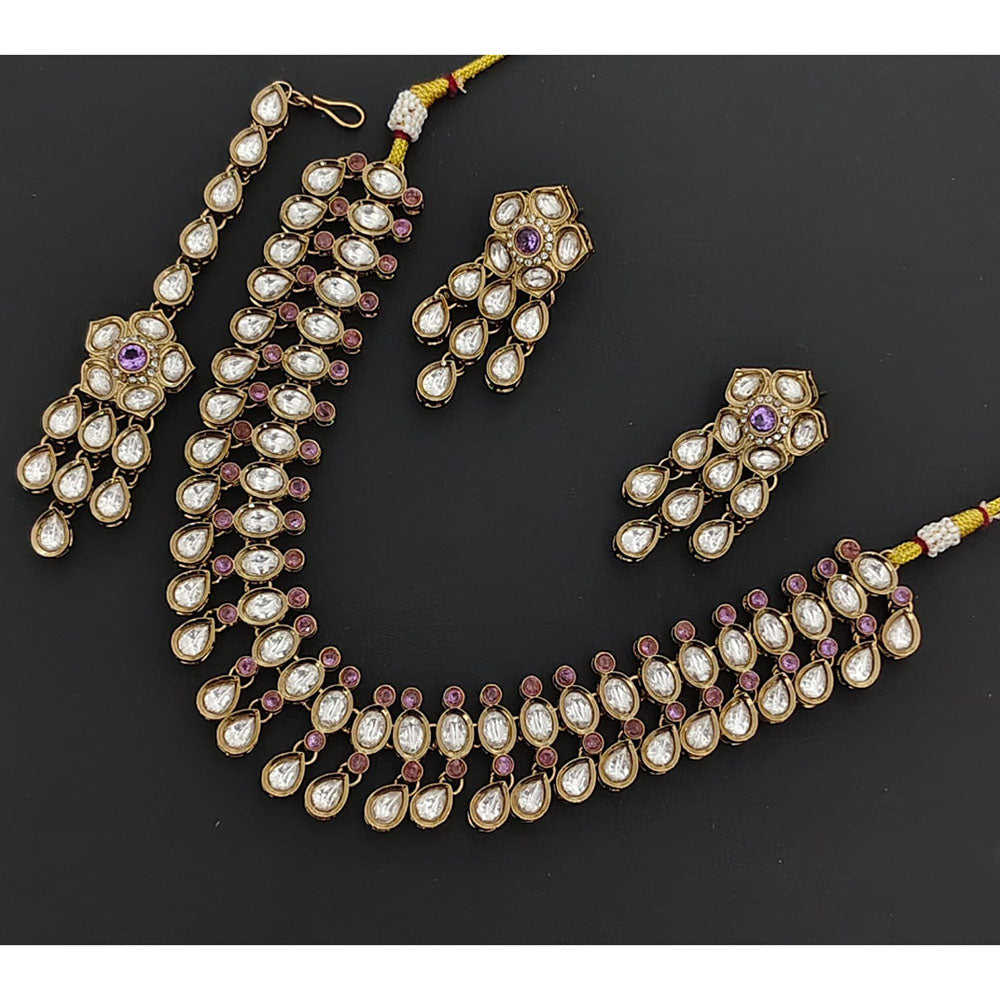 Rajwadi Collection Eternia Polki Kundan And Crystal Necklace Set