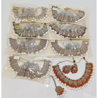 Rajwadi Collection Elegant Pota Stone With Pearls And Austrian Stones Necklace Set