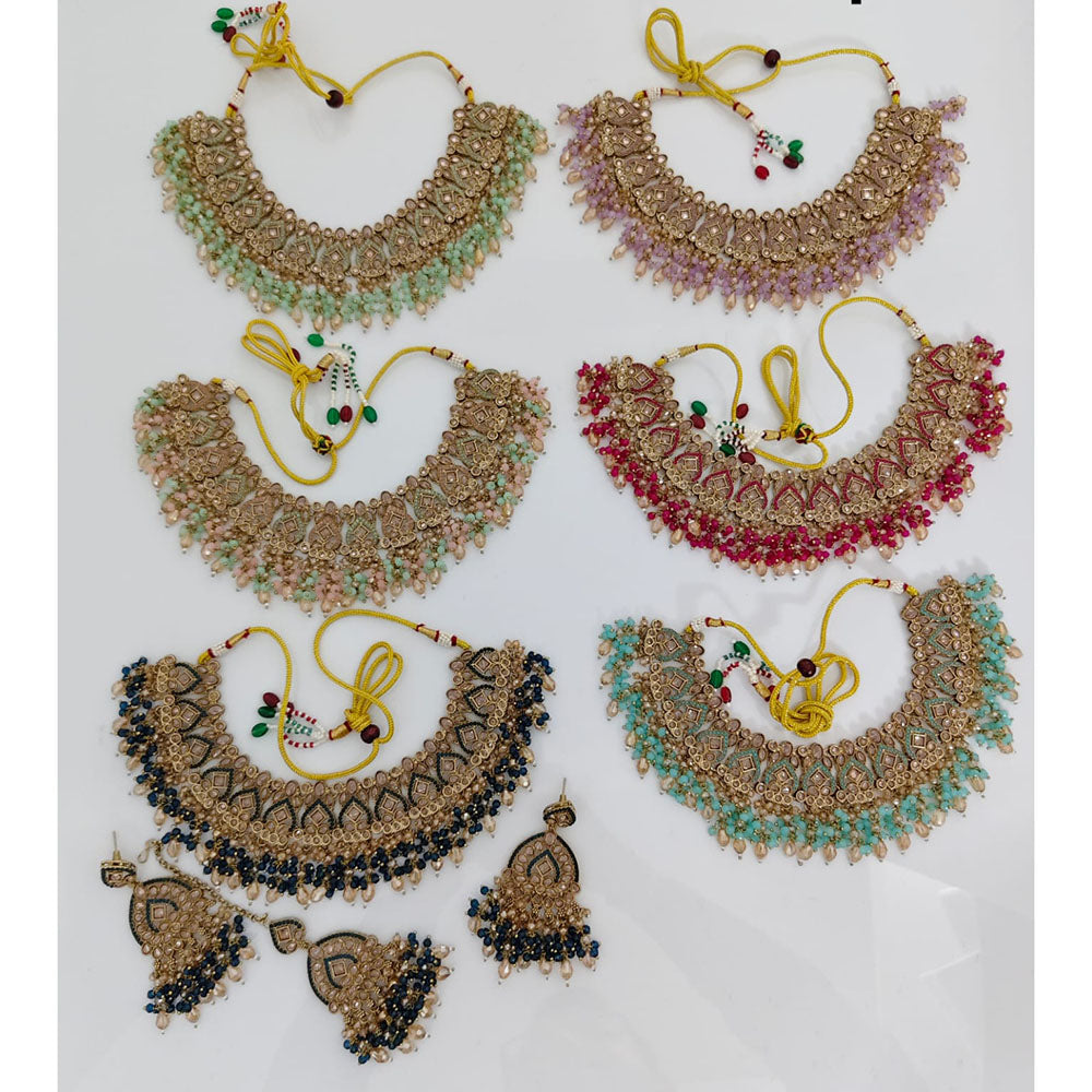 Rajwadi Collection Heritage Pota Stone And Pearl Choker Necklace Set