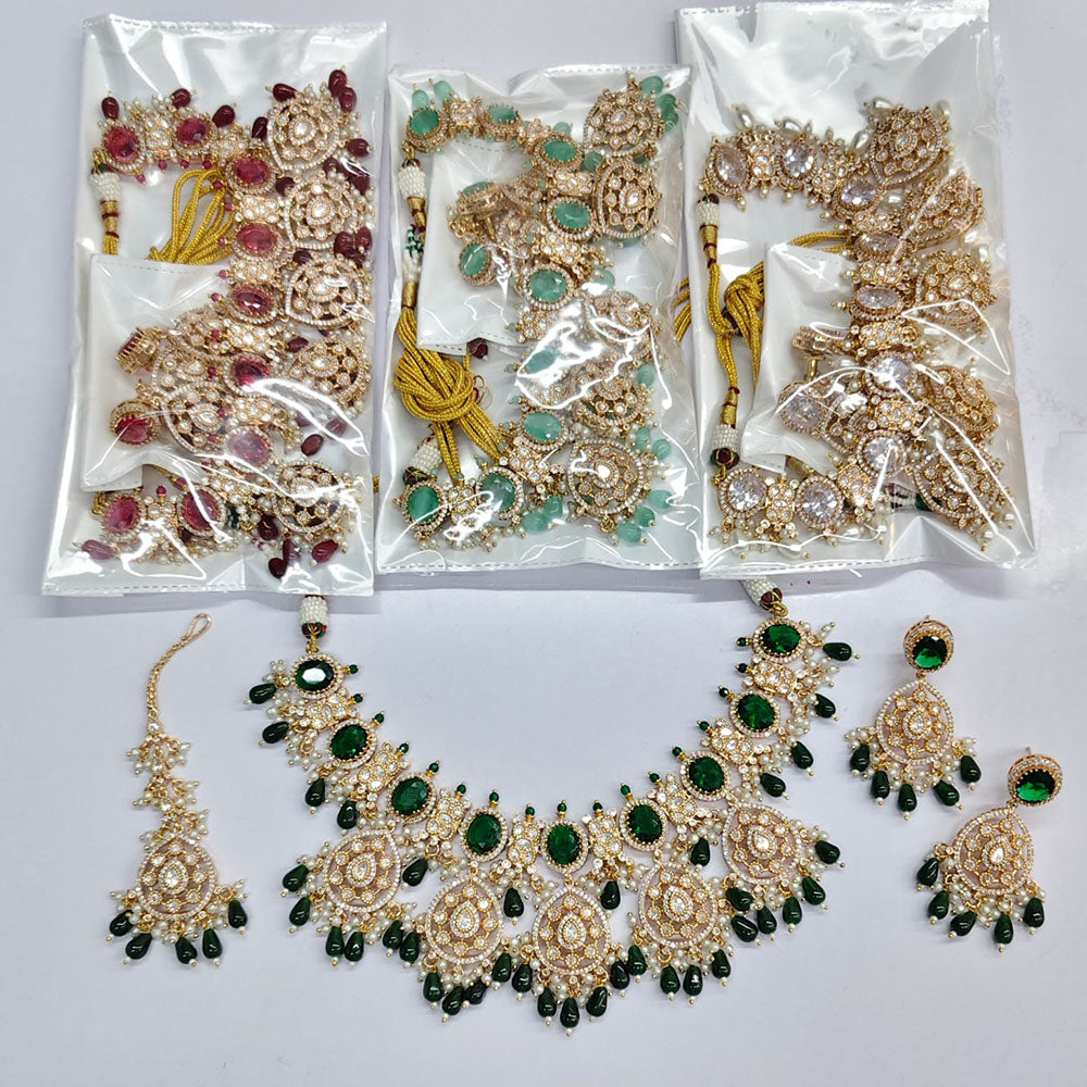 Rajwadi Collection Regal Polki Kundan And Crystal And Pearl Choker Necklace Set